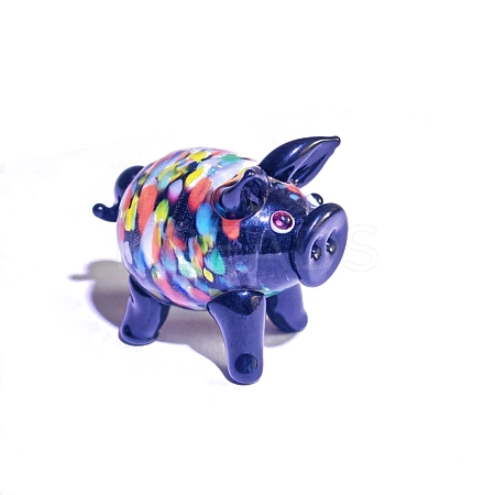 Handmade Lampwork 3D Pig Figurines PW-WG36639-06-1