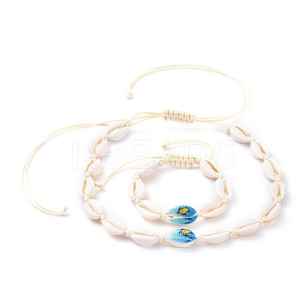 Braided Bead Style Bracelets & Necklaces Jewelry Sets SJEW-JS01091-02-1