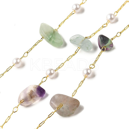 Handmade Natural Fluorite Chip Beaded Chains CHC-F020-02G-01-1