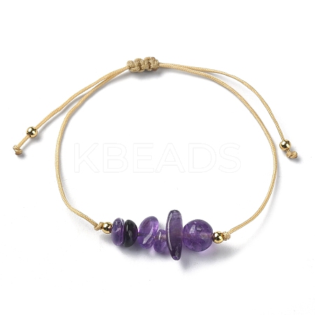 Natural Amethyst Chips Braided Bead Bracelets BJEW-JB09851-02-1