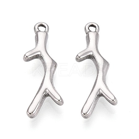 304 Stainless Steel Branch Pendants STAS-T067-49P-1