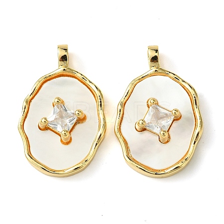 Brass Micro Pave Clear Cubic Zirconia Pendants KK-M277-05B-G-1