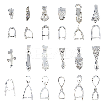 48Pcs 12 Style Brass Pendant Pinch Bails KK-FH0007-21-1