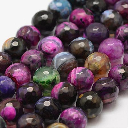 Faceted Natural Fire Crackle Agate Beads Strands G-F447-10mm-A07-1