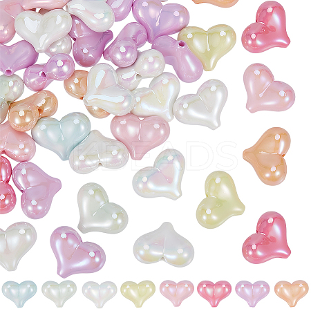 50Pcs UV Plating Opaque Acrylic Beads OACR-SP0001-90-1