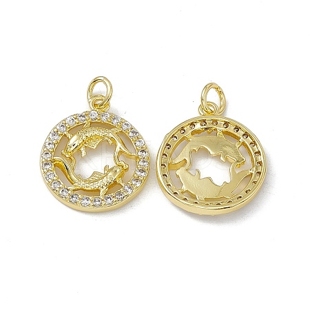 Real 18K Gold Plated Brass Micro Pave Clear Cubic Zirconia Pendants KK-E068-VB409-12-1