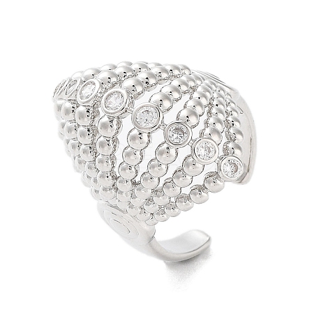 Rack Plating Brass Micro Pave Cubic Zirconia Cuff Rings RJEW-D025-11P-1