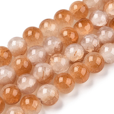 Crackle Baking Paint Imitation Jade Glass Beads Strands DGLA-T003-8mm-08-1