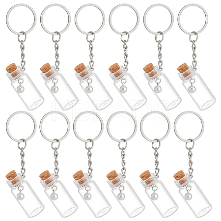 16Pcs Glass Bottle Keychains KEYC-NB00036-1