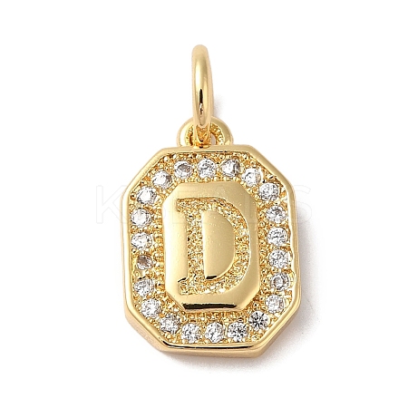 Real 18K Gold Plated Brass Micro Pave Clear Cubic Zirconia Pendants KK-L216-002G-D-1