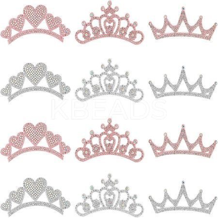 12Pcs 6 Style Non-woven Fabric Rhinestone Patches DIY-FH0004-86-1