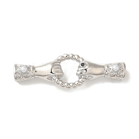 Rack Plating Brass Pave Black Cubic Zirconia Hands with Rings Links Connector Charms KK-A229-14P-1