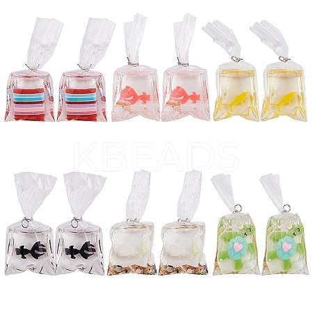Goldfish Water Bag Resin Pendants DIY-SC0012-37-1