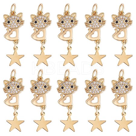 1Pc Eco-friendly Brass Micro Pave Clear Cubic Zirconia Pendants KK-SZ0002-36-1