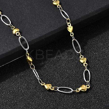 304 Stainless Steel Heart Link Chain Necklaces for Women NJEW-A046-02B-GP-1