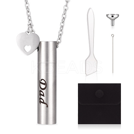 1Pc Word 304 Stainless Steel Column Urn Ashes Necklace DIY-TA0010-07D-1