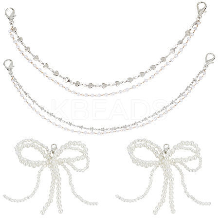 6Pcs 3 Styles Alloy Plastic Pearl Shoe Decoration Chain AJEW-CP0006-50-1