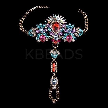 Fashion Alloy & Acrylic Rhinestone Flower Toe Ring Anklets for Beach Party WGAEED0-03-1
