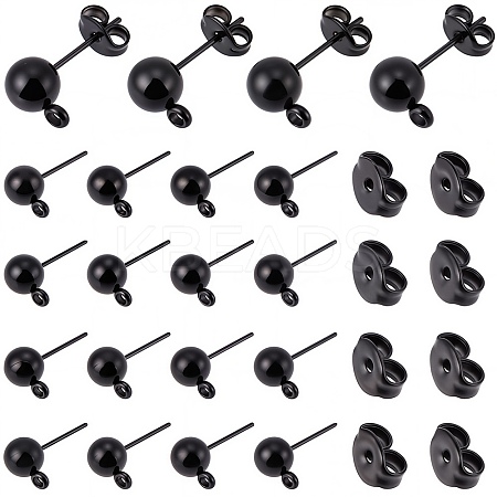 20Pcs 304 Stainless Steel Ball Post Stud Earring Findings STAS-SC0006-53-1