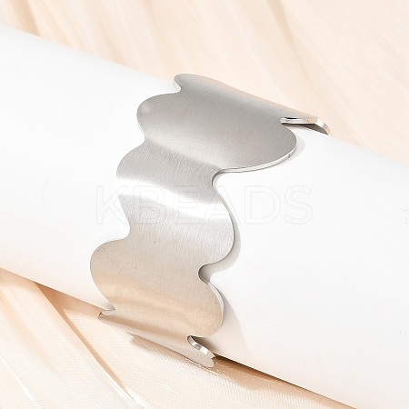 37MM Brushed 304 Stainless Steel Wavy Open Cuff Bangles for Women SA-CBA10D4-02P-1
