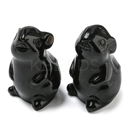 Natural Obsidian Carved Healing Mouse Figurines DJEW-D012-02C-1