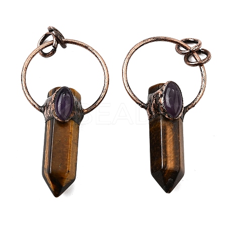 Natural Tiger Eye Faceted Pointed Bullet Big Pendants G-Q350-05C-1