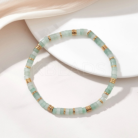 Natural Green Aventurine Beads Stretch Bracelet for Women BJEW-JB13215-02-1