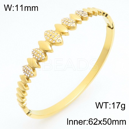 304 Stainless Steel & Crystal Rhinestone Hinged Bangles for Women WGC712A-06-1