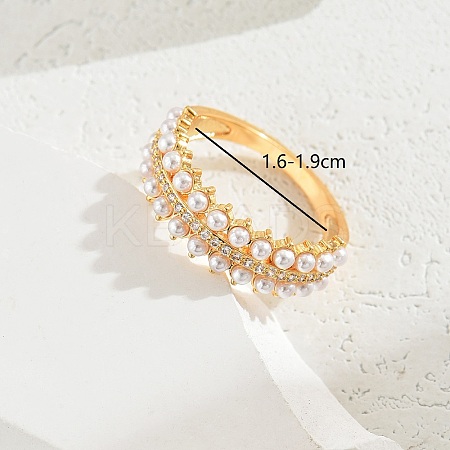 Exquisite Copper Inlaid Zircon Pearl Fashion Ring for Women Party Gift LE9138-2-1