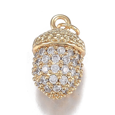 Autumn Theme Brass Micro Clear Cubic Zirconia Pendants ZIRC-F120-081G-1