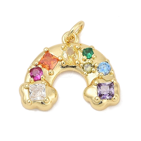 Brass Micro Pave Cubic Zirconia Pendants X-KK-U058-40G-1