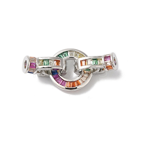 Rack Plating Brass Micro Pave Colorful Cubic Zirconia Fold Over Clasps KK-A222-01B-01P-1