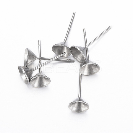 Non-Tarnish 304 Stainless Steel Stud Earring Settings STAS-H403-02P-B-1
