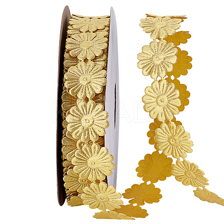 20 Yards Double Face Flower Lace Trim Polyester Ribbons SRIB-PH0001-69-1