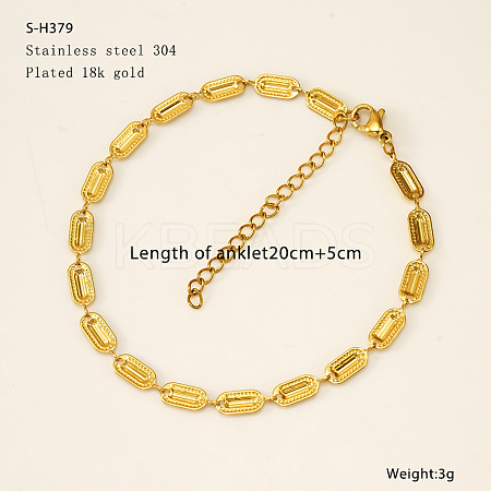 304 Stainless Steel Rectangle Link Chain Anklets FS-WG7E8C4-04-1