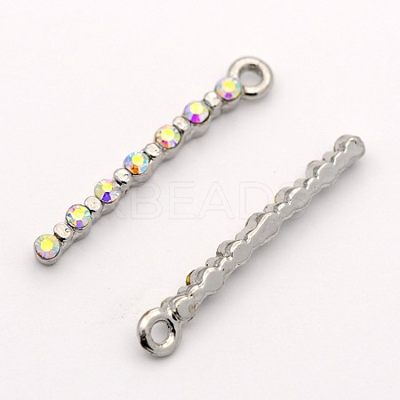 Platinum Plated Stick Alloy Rhinestone Pendants ALRI-E115-01P-1