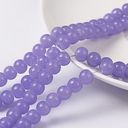 Imitation Jade Glass Beads Strands X-DGLA-S076-6mm-27-1