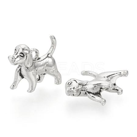 Tibetan Style Alloy Puppy Pendants TIBEP-Q076-065AS-RS-1