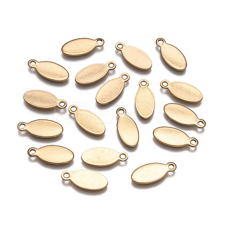 Oval Ion Plating(IP) 304 Stainless Steel Stamping Blank Tag Charms LS-STAS-L159-07G-1