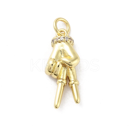 Rack Plating Palm Brass Micro Pave Cubic Zirconia Pendants KK-E102-18G-05-1