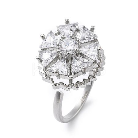 Gear Rotatable Open Cuff Rings for Women RJEW-S402-12P-1