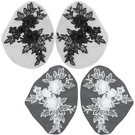 4Pcs 2 Colors Polyester Embroidery Sequin Costume Accessories DIY-CY0001-98-1