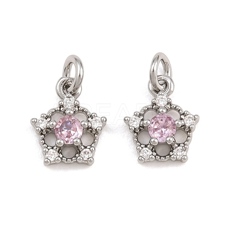 Brass Micro Pave Cubic Zirconia Charms CU-CBAA6E8-05P-04-1