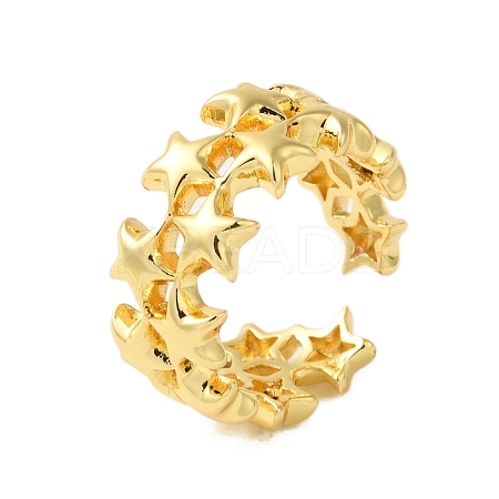 Star Brass Open Cuff Rings for Women RJEW-A048-22G-1