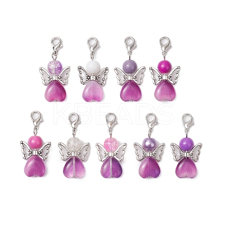 20Pcs Angel Glass Pendant Decorations HJEW-JM02640-S-1