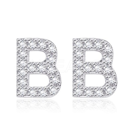 Brass Cubic Zirconia Stud Earrings EJEW-BB35118-B-1