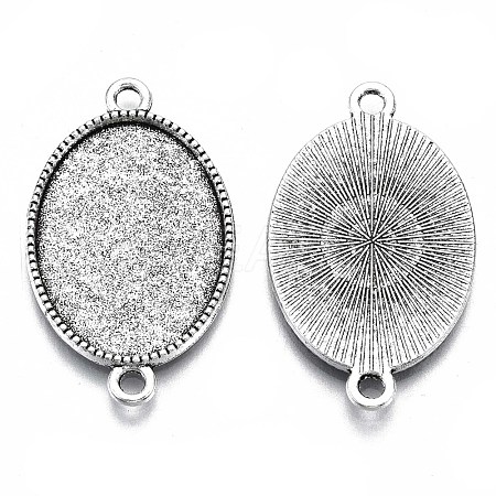Tibetan Style Oval Alloy Cabochon Connector Settings TIBE-Q038-002B-AS-RS-1