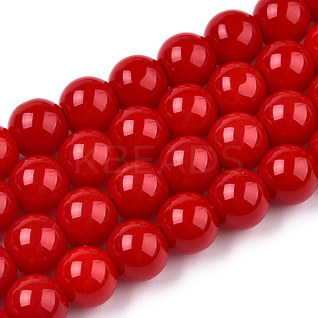 Opaque Solid Color Glass Beads Strands X-GLAA-T032-P8mm-04-1