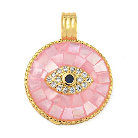 Rack Plating Brass Micro Pave Clear Cubic Zirconia Pendants KK-Z063-14G-01-1