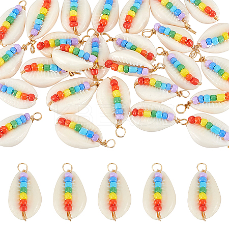 30Pcs Natural Cowrie Shell Pendants FIND-ME0002-51-1